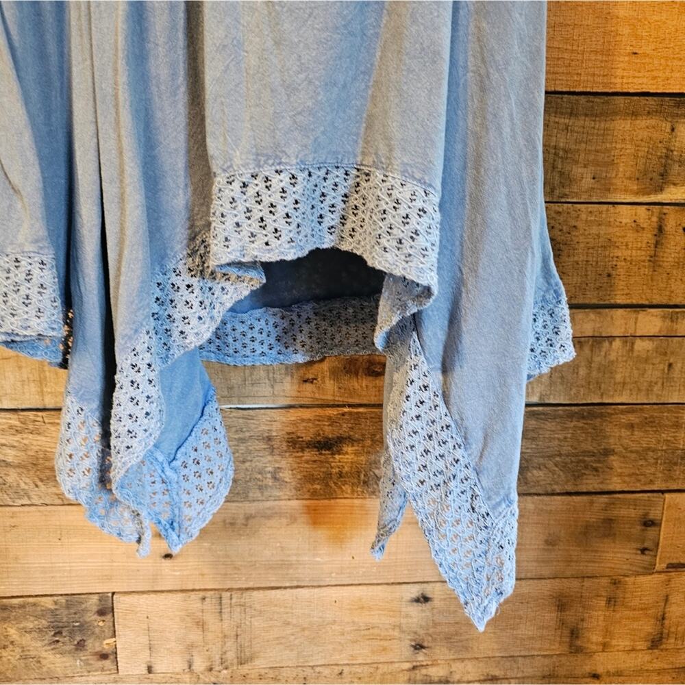 Earthbound Women's boho Baby Blue High Low handkerchief hemline Tank Dress Sz XL - Picture 9 of 15